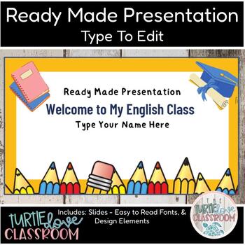 Preview of Welcome to My English Class Ready Made Presentation - Ready To Edit! Mini Lesson