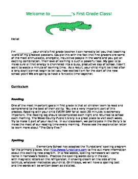 Preview of Welcome to Our Class - Introduction Information Letter