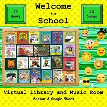 Preview of Welcome to School! Digital Library & Music Room - SEESAW & Google Slides