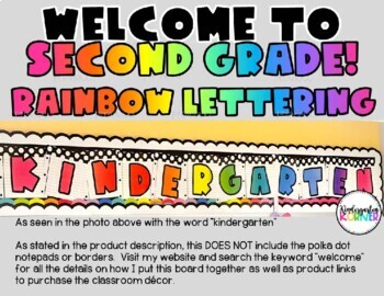 Welcome to Second Grade Rainbow Bulletin Board Lettering