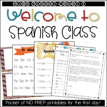 Preview of Welcome to Spanish Class First Day Packet: Middle/High School