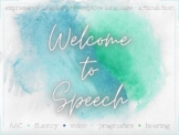 Welcome to Speech Sign - Watercolor - Blue & Green