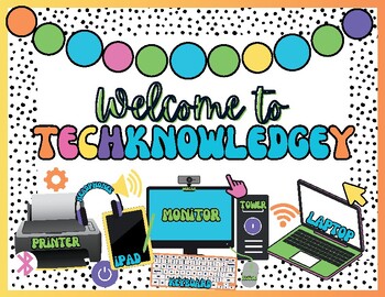 Preview of Welcome to TechKNOWLEDGEy | Bulletin Board Set {Bright Rainbow}