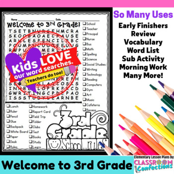 Welcome To Third Grade Activities Worksheets Tpt