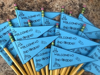Preview of Welcome to ____ Grade!  Editable pencil flags for Back to School!