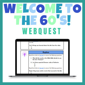 Preview of Welcome to the 60s Webquest - Perfect as an intro for The Outsiders