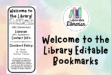 Welcome to the Library Book Mark - Editable - Back to Scho