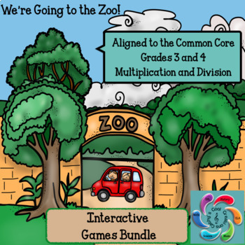 Preview of Interactive Math Game Multiplication & Division We're Going to the Zoo! Bundle
