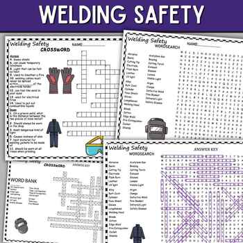 Preview of Welding Safety Fun Puzzles , Word Search And Crosswords