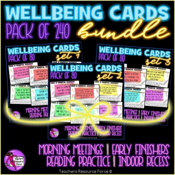 Preview of Wellbeing Cards BUNDLE Morning Meeting, Indoor Recess, Early Finishers, Reading