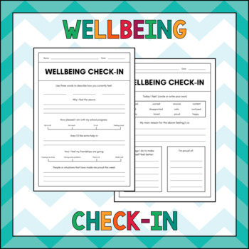 Preview of Wellbeing Check-In - Student Reflection Printable Templates