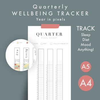 Preview of Wellbeing PIXEL chart - wellness record - mental health  - YEAR IN PIXELS