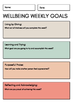 Preview of Wellbeing Weekly Reflection SEL Worksheet