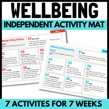 Preview of Stage 3 Wellbeing Writing Mats: Wellbeing Writing Prompt Learning Task Mat PDF