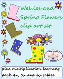 Wellies & Spring/Easter Flowers Clip Art Set plus Multipli