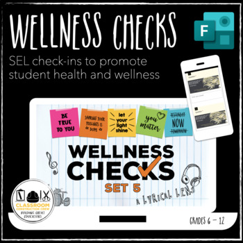 Preview of Wellness Checks 5 Microsoft Forms daily SEL Mental Health check ins