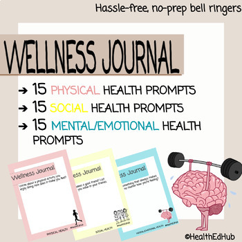 Preview of Wellness Journal Bellringer - Physical, Social, Mental/Emotional - NO-PREP!