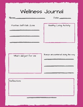 Wellness Journal Worksheet by All About The Students TpT