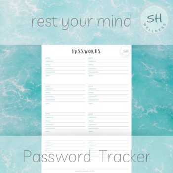 Preview of Self Care Password Tracker