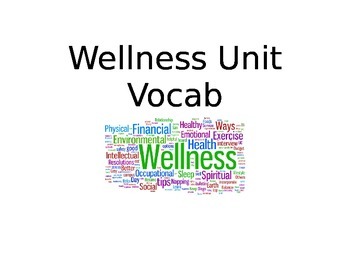 Preview of Wellness Unit Word Wall