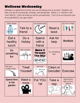 Self Care Bingo Worksheets Teaching Resources Tpt