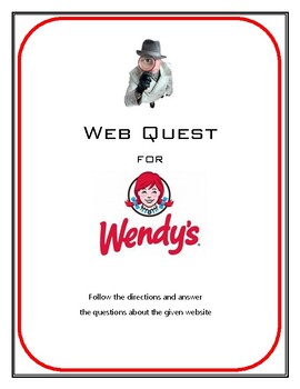 Preview of Wendy's Restaurant Internet Hunt Web Quest