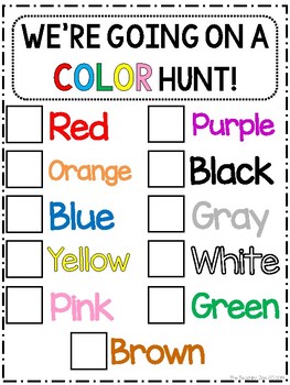 We're Going on a Color Hunt! by The Teaching Zoo | TpT