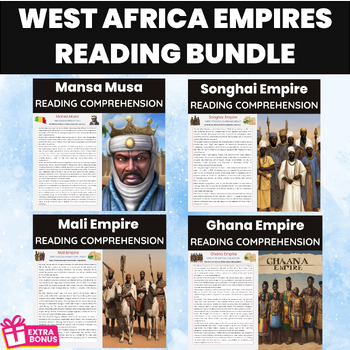 Preview of West Africa Empires READING COMPREHENSION | Ghana, Mali, Songhai, Mansa Musa