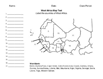 Preview of West Africa Map Test