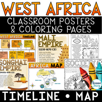 Preview of West Africa Posters - Timelines Maps Coloring Pages -  Bulletin Board