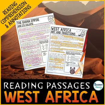 Preview of West Africa Reading Passages Comprehension Questions Annotations Medieval Empire
