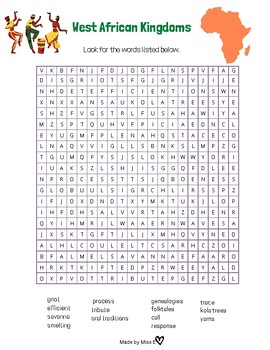 Preview of West African Kingdoms Word Search