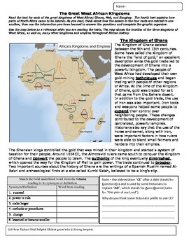 Preview of West African Kingdoms reading