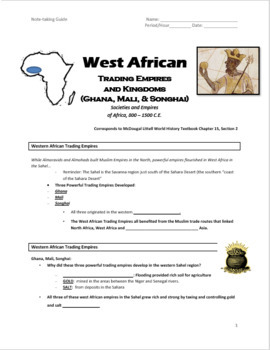 Preview of West African Trading Empires GHANA, MALI, SONGHAI - STUDENT NOTE-TAKING GUIDE