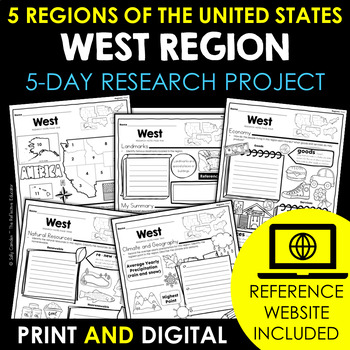Preview of West Region | 5 Regions of the US | Social Studies Research Project