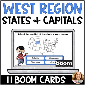 Preview of West Region States and Capitals Boom Cards - Digital Test Prep Activity