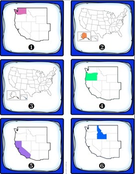West Region States and Capitals Task Cards {Four Regions} by Jill Russ