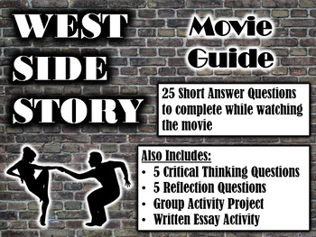 Preview of West Side Story Movie Guide (2021) - Movie Questions with Extra Activities