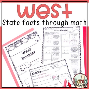Preview of West States and Symbols with Math Computation Practice - West State Worksheets