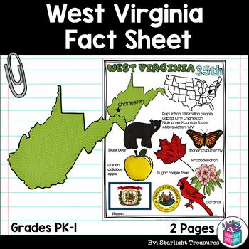 Preview of West Virginia Fact Sheet for Early Readers - A State Study