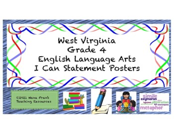 Preview of West Virginia Grade 4 ELA I Can Statement Posters