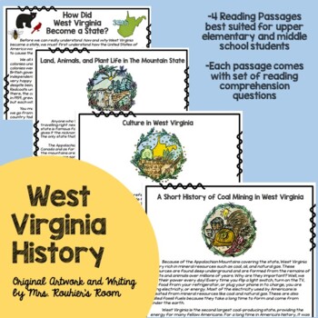 Preview of West Virginia History- Set of 4 Reading Passages and Question Sets!