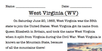 Preview of West Virginia Reading Comprehension