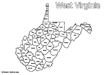 Preview of West Virginia State Map with Counties Coloring and Learning