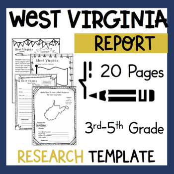 Preview of West Virginia State Research Report Project Template Informational Writing WV