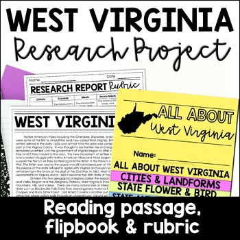 Preview of West Virginia State Research Report Project | US States Research Flip Book