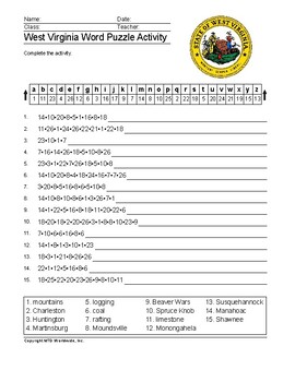 west virginia word search and vocabulary worksheet printables by lesson machine