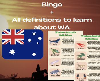 Preview of Western Australia Bingo Cards (2) + definitions