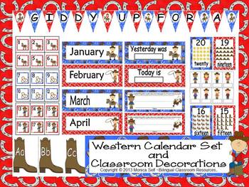 Preview of Western Calendar Set  and Classroom Decorations