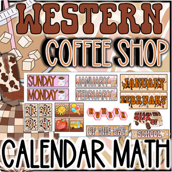 Preview of Western Coffee Shop Large Calendar and Calendar Math